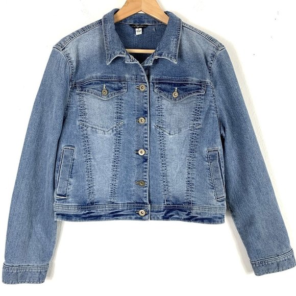 Supplies Other - Large Jean Jacket Button Front Denim Coat Faded Womens Supplies